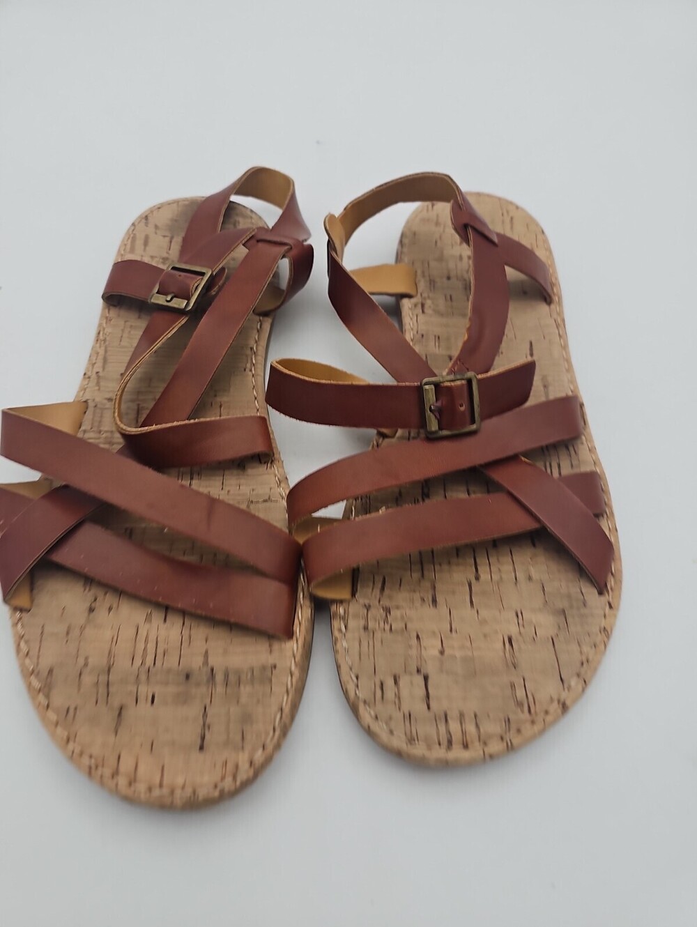 Kork-Ease Korks Jerrik Vegan Leather Sandal Women 10 Brown Adjustable